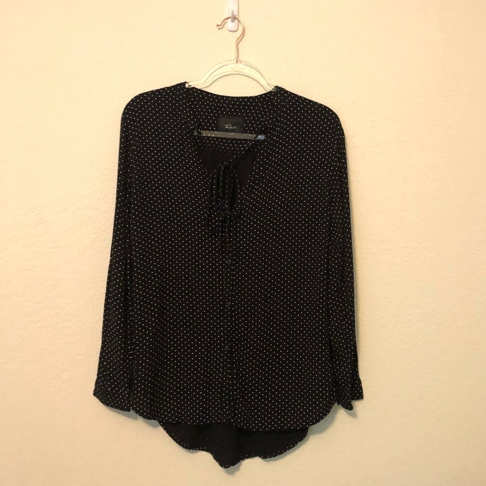 Rails Abby Top Black Polka Dots Neckline Tie Small